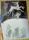 ''Веселый праздник Новый год''. Рисунок Рузовой Вари, 4 года. Библиотека им. К. Симонова. 27 декабря 2021 года