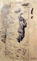 Серов В.А. (1865 – 1911). За гнездами. Бумага на картоне, тушь, размывка. Фото Татьяны Шепелевой