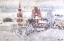 Александр Терентьев. Рождественская церковь зимой. Бумага, акварель. 2017 г. Фото Татьяны Шепелевой