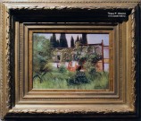М.А. Алисов (1859-1933). Пейзаж с цветущими кустами и домом. Фоторепродукция Татьяны Шепелевой