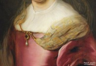 Адам Камерариус (ок.1629 – после 1666). Портрет женщины в пурпурном платье с жемчужной подвеской. Фрагмент. Голландская школа. Фоторепродукция Татьяны Шепелевой