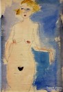 Т.А. Маврина. Обнаженная на голубом фоне. 1930-е. Бумага, акварель, графитный карандаш. Фоторепродукция Татьяны Шепелевой