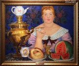 Кустодиев Б.М. Купчиха, пьющая чай. 1923 г. Фоторепродукция Татьяны Шепелевой
