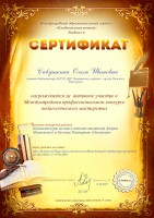 Сертификат участника Международного профессионального конкурса педагогического мастерства