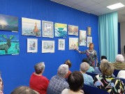 ''Зимние узоры''. Художник Мария Сутыгина знакомит участников встречи со своими картинами. ЦРДБ им. А. Пешкова. 21 января 2026 года