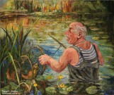 Сергей Сорокин. Аркадий ловит рыбу. 2019. Холст, масло