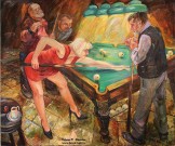 Сергей Сорокин. Игра на Бильярде. Шпилевая. 2020. Холст, масло