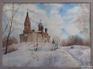 Марина Никифорова. Асташиха (Храм Благовещения Пресвятой Богородицы). 2025. Бумага, акварель