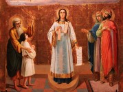 Покров Пресвятой Богородицы. Фрагмент. XIX в. Дерево, масло