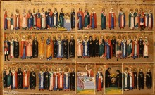 Воскресение Христово с праздниками и собором всех святых. Фрагмент. XIX в. Дерево, левкас, темпера, чеканка по левкасу, эмаль