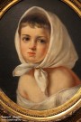 Мокрицкий А.Н. (1810-1870). Портрет девочки в белом платочке. Фрагмент. 1853. Холст, масло