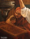 Михайлов Г.К. (1814-1867). Девушка, ставящая свечу перед образом в церкви. Фрагмент. 1842. Холст, масло