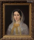 Горбунов К.А. (1822-1893). Портрет молодой женщины в белом платье. Холст, масло