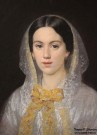 Горбунов К.А. (1822-1893). Портрет молодой женщины в белом платье. Фрагмент. Холст, масло
