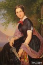 Орлов П.Н. (1812-1865). Портрет неизвестной с зонтиком на фоне пейзажа с Везувием. Фрагмент. 1840-е