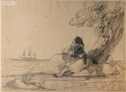 Айвазовский И.К. (1817-1900). На берегу моря. Бумага, карандаш