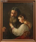 Неизвестный художник круга А.В. Ступина. Дедушка с внучкой. 1840-е. Холст, масло