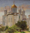 Нестеров М.В. (1862-1942). Успенский собор во Владимире. Эскиз. Фрагмент. Холст, наклеенный на картон, масло