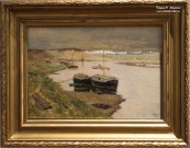 Левитан И.И. (1861-1900). Баржи на Волге. Этюд. 1880-1900. Холст, масло