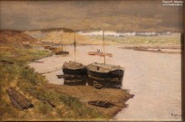 Левитан И.И. (1861-1900). Баржи на Волге. Этюд. 1880-1900. Холст, масло