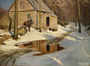 Гермашев (Бубело) Михаил Маркианович (1867-1930). Март. Домик в лесу. Фрагмент. 1860-е. Холст, масло