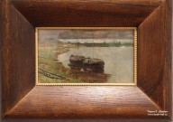 Левитан И.И. (1861-1900). Баржи. Волга. 1889. Холст на картоне, масло