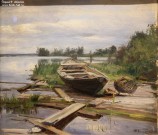 Аладжалов М.Х. (1862-1934). Пейзаж. На озере. Холст на картоне, масло