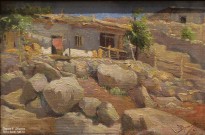 Поленов В.Д. (1844-1927). Палестинский дворик в солнечный день. Этюд .1882. Холст, наклеенный на картон, масло