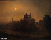 Неврев (?) Н.В. (1830-1904). Ночной пейзаж с церковью. 1850-е. Холст, масло