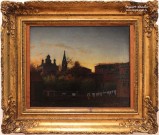 Герц К.К. (0к.1826-1879). Московский дворик с церковью при вечернем освещении. 1856. Холст, масло