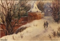 Иван Ворожейкин. Стены Печёрского монастыря. 2004. Бумага, акварель