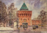 Иван Ворожейкин. Площадь Минина. 2021. Бумага, акварель