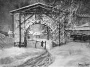 Иван Ворожейкин. Из серии ''Монастырские встречи''. 2023. Бумага, уголь