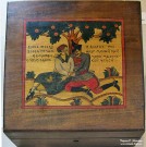Шкатулка-платочница ''Брось тоску, брось печаль''. 1920-е гг. Дерево, темпера, роспись