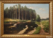 Поленов В.Д. (1844 – 1927). Сосновый бор на берегу реки. 1908 г.. Фоторепродукция Татьяны Шепелевой